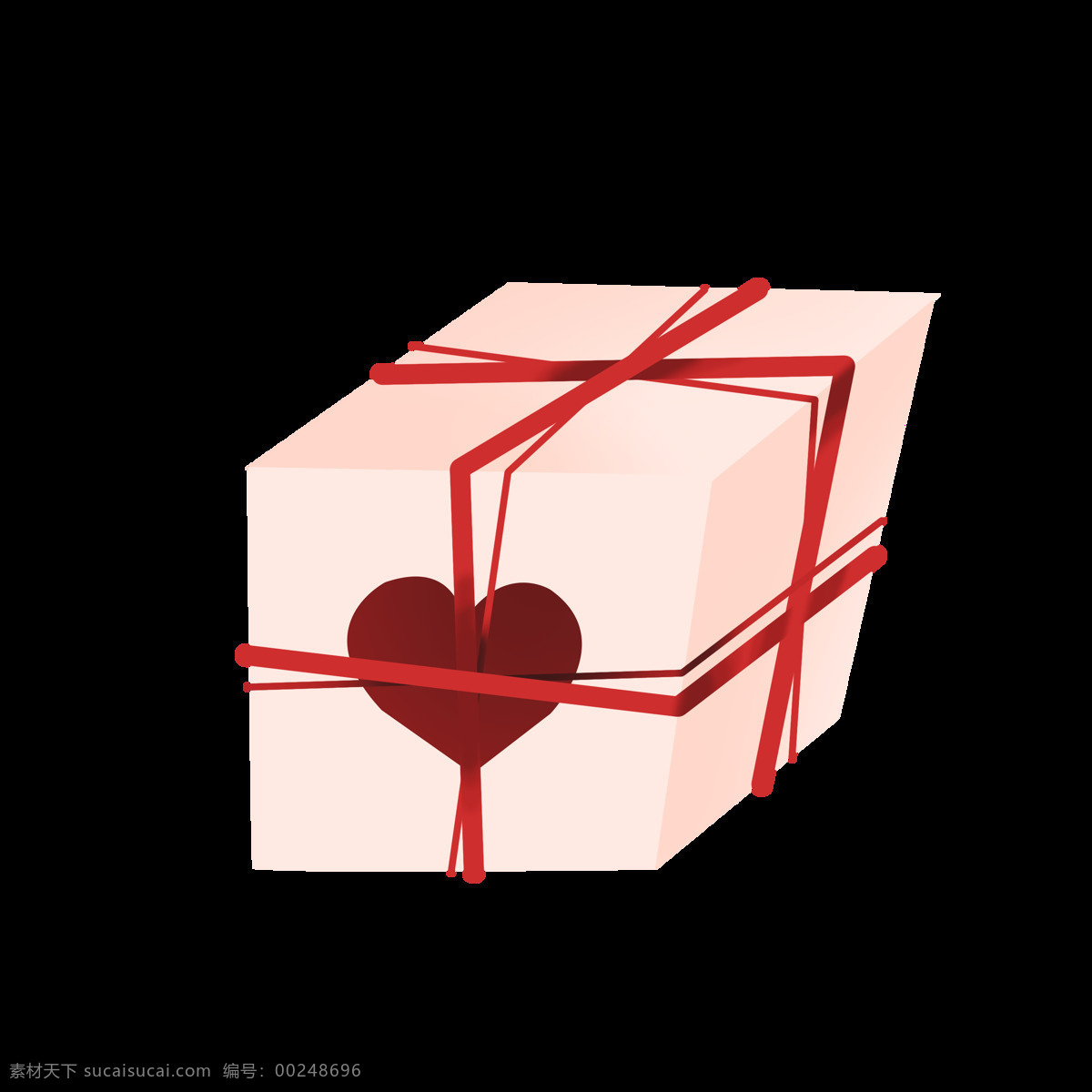 手绘 情人节 礼物 插画 红色的丝带 卡通插画 情人节礼物 情人节礼盒 红色的心形