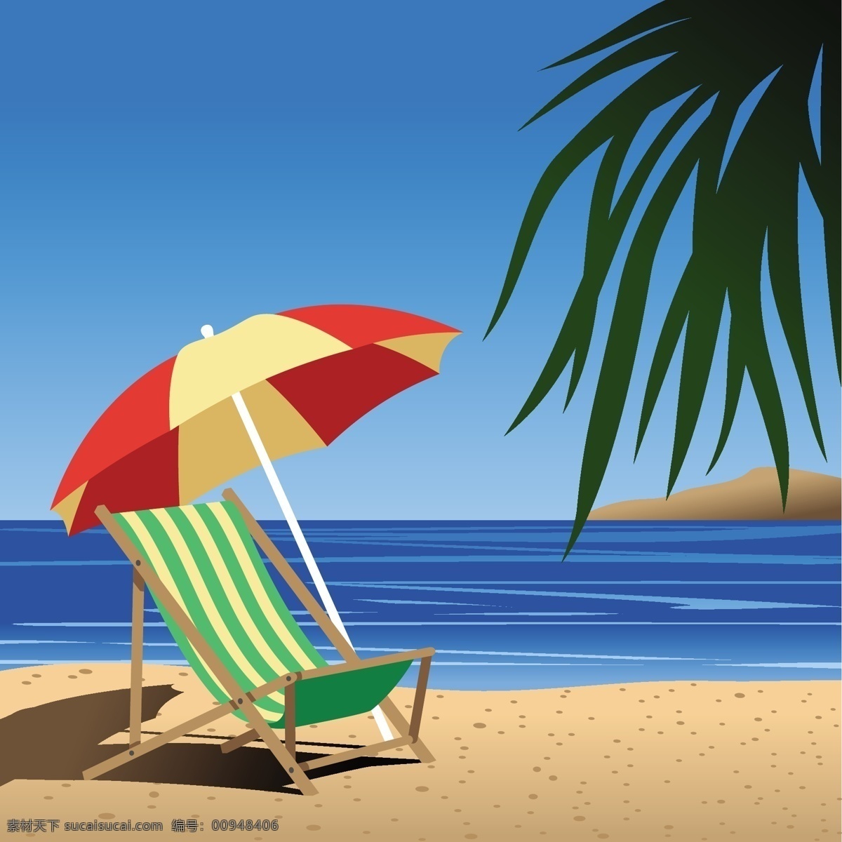 海边风光 沙滩椅 海滩免费下载 矢量图 其他矢量图
