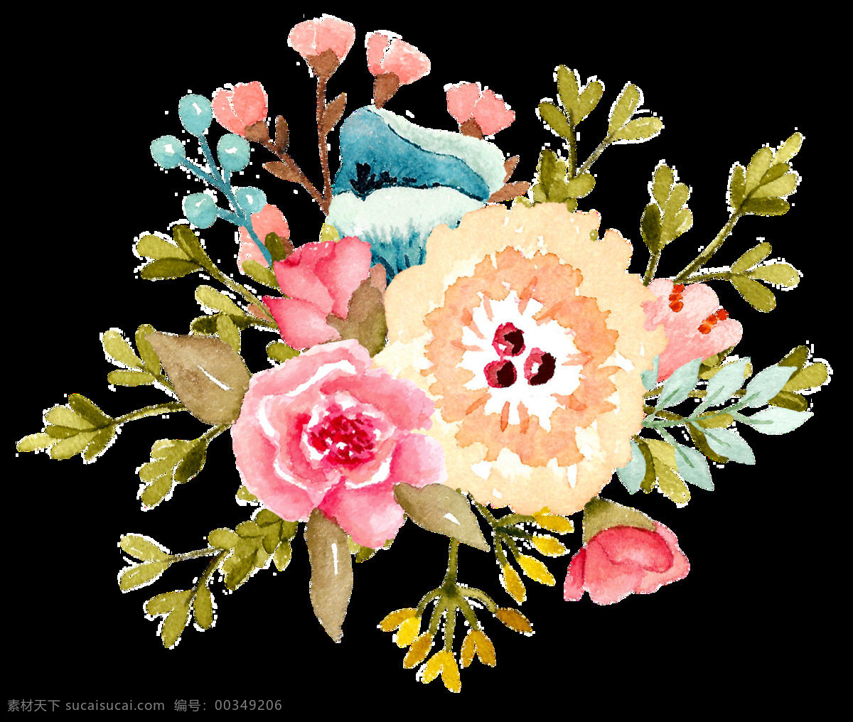 漂亮 花卉 卡通 透明 装饰 设计素材 背景素材