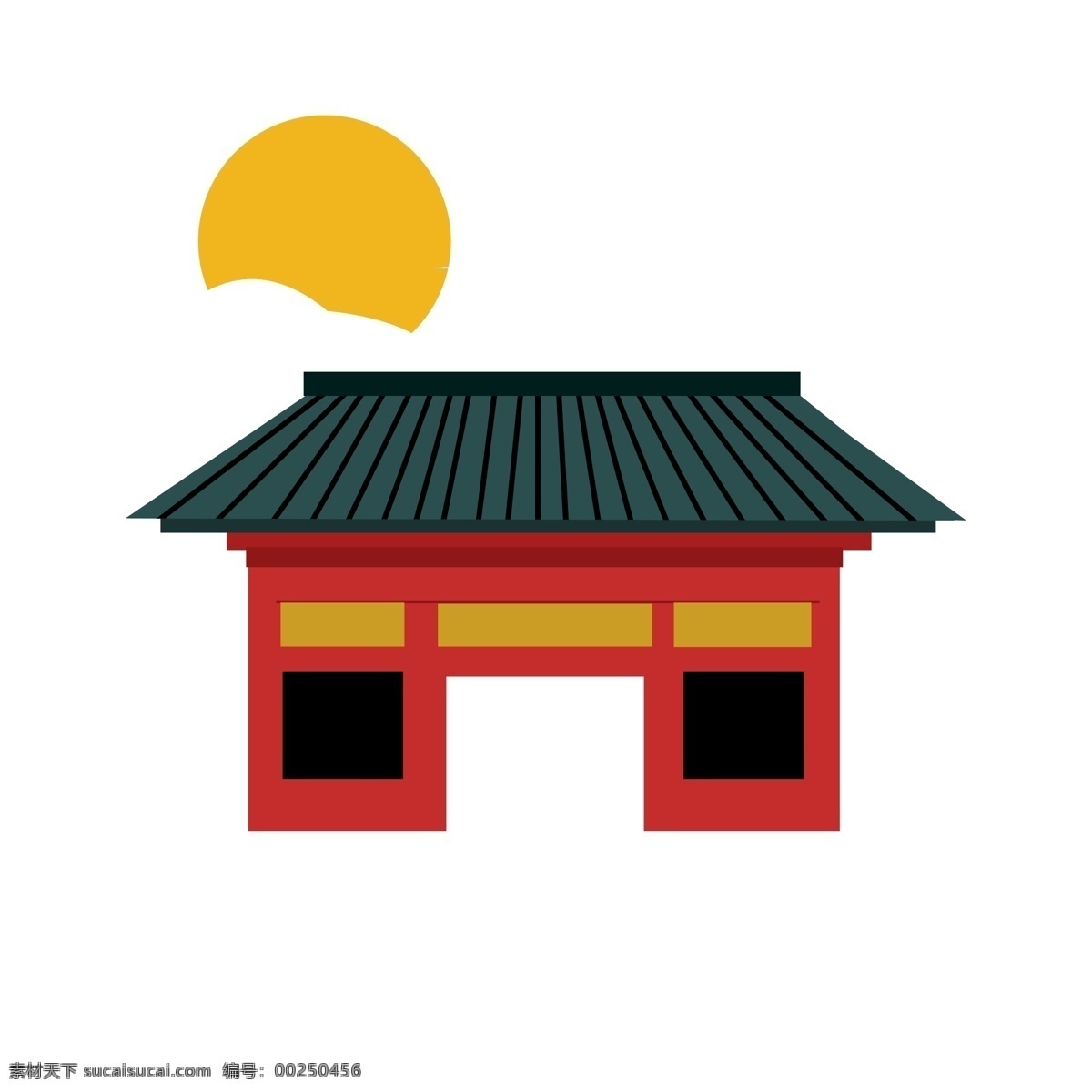 日本 鸟居 装饰 插画 日本鸟居 鸟居建筑 黄色的太阳 漂亮的鸟居 鸟居装饰 鸟居插画 立体鸟居