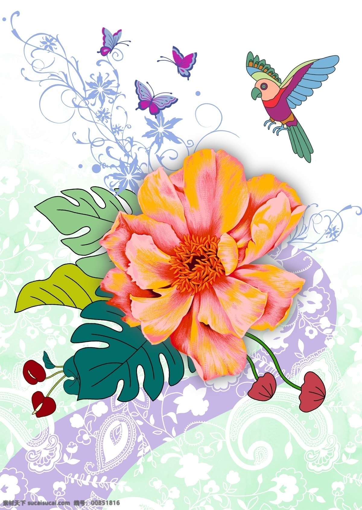 花朵蝴蝶 鸟儿 蝴蝶花朵 花纹底图 花背景 底图花朵 花朵植物 底图背景 花 花朵 共享各类素材
