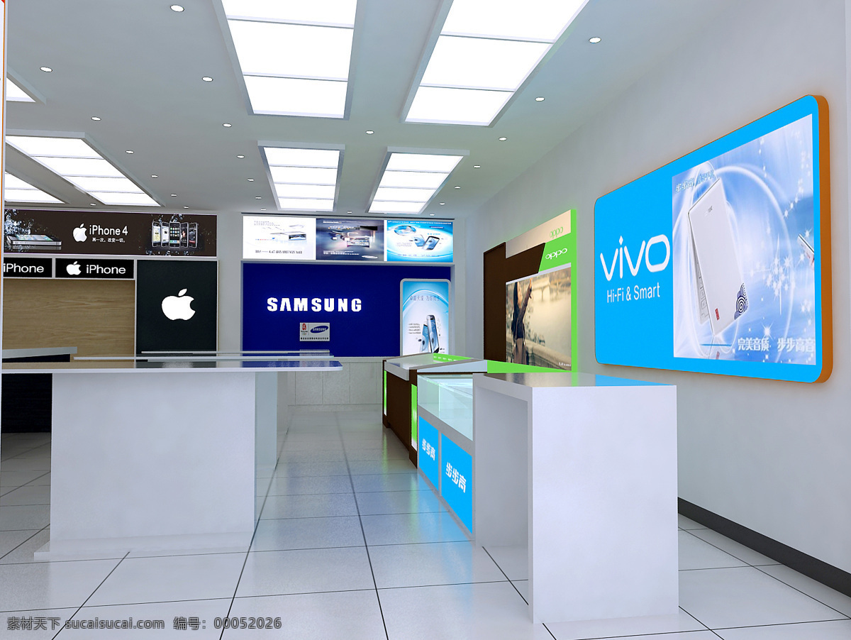 手机 营业厅 3d设计 3d作品 苹果 三星 手机营业厅 沃3g 展览柜 装饰素材 展示设计