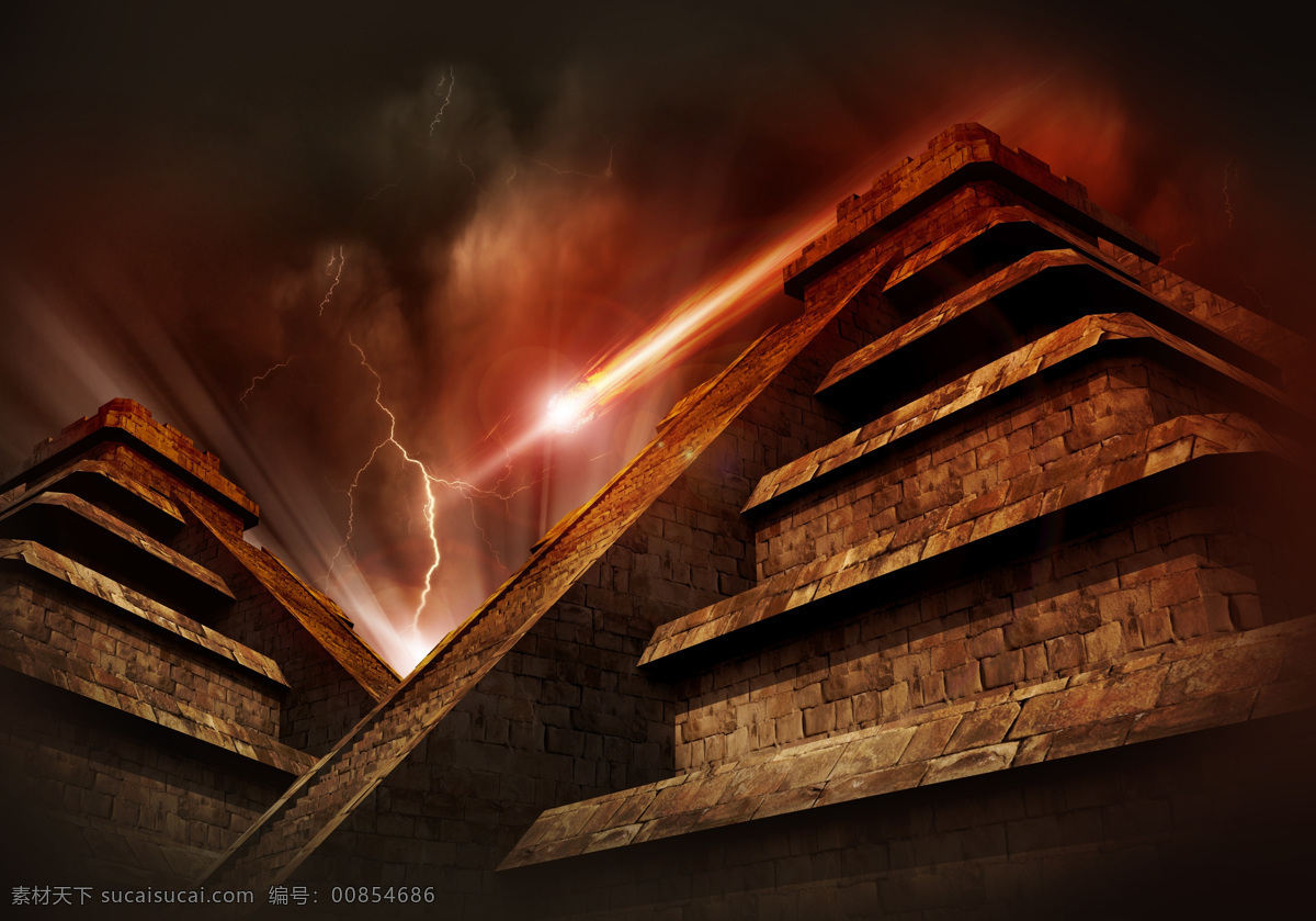 金字塔 毁灭 极光 激光 高清 建筑园林 建筑摄影