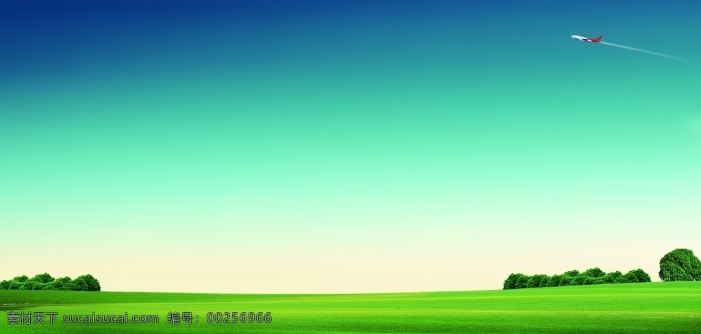 绿色 天然 风景 金融 商务 蓝天 天空 树 草地 背景 商务背景图 分层 背景素材