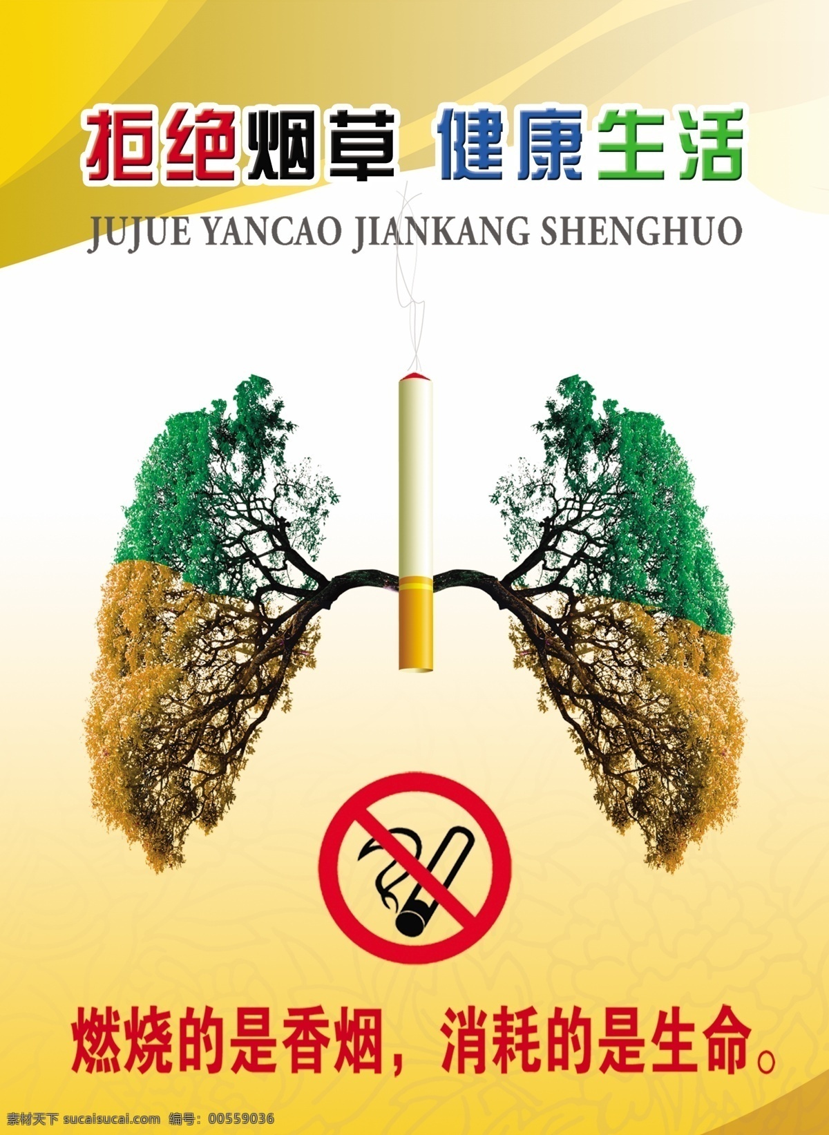禁止吸烟海报 拒绝烟草 健康生活 禁烟 肺片 绿色 广告设计模板 源文件