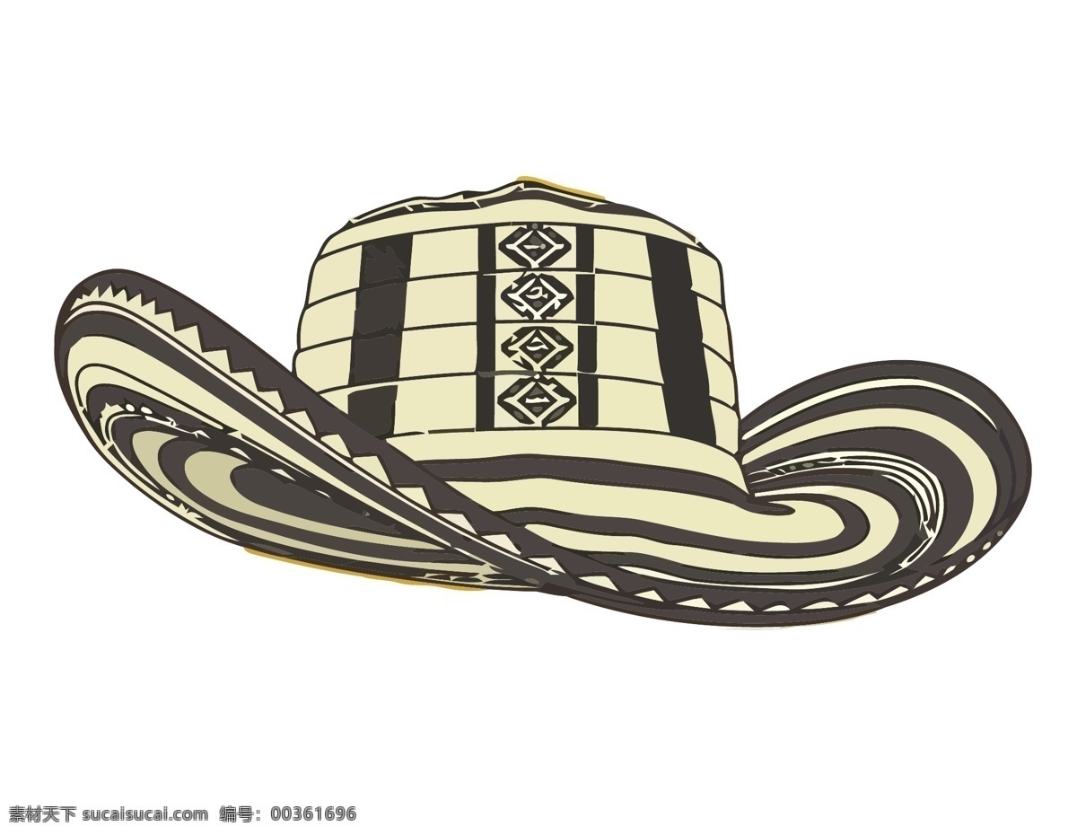 卡通 花纹 草帽 元素 几何 帽子 手绘 黑色线条 遮阳帽 ai元素 矢量元素
