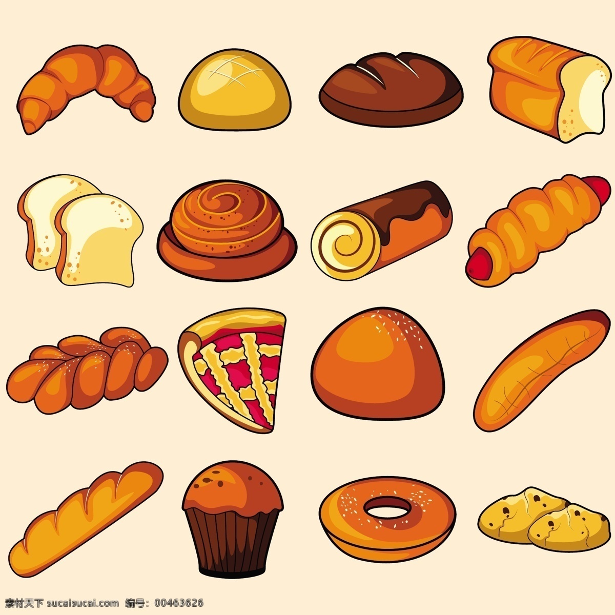 面包矢量素材 面包 面包矢量 面包素材 甜点 糕点 共享设计矢量 生活百科 餐饮美食