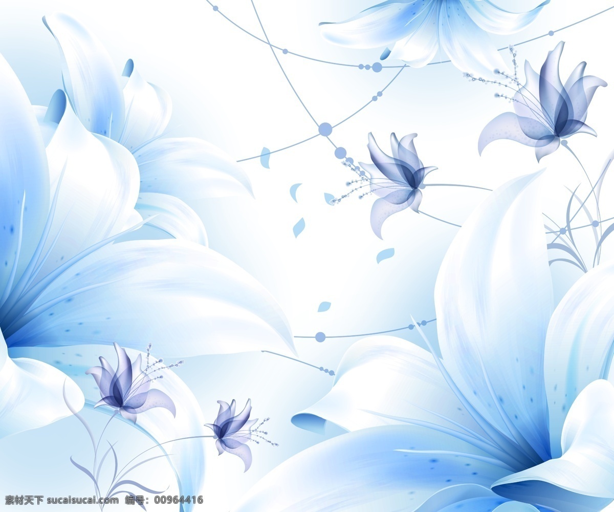 百合 梦幻 花朵 简约 手绘 分层 源文件