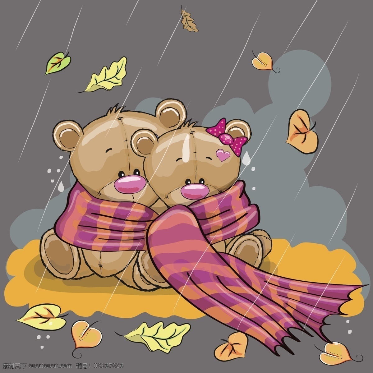 两 只 雨 中 相互 取暖 小 熊 两只 雨中 相互取暖 小熊