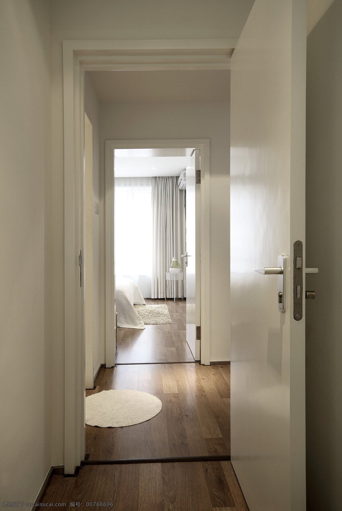 简约 风 室内设计 卧室 走廊 效果图 现代 家装 家居 家具 墙壁 原木地板