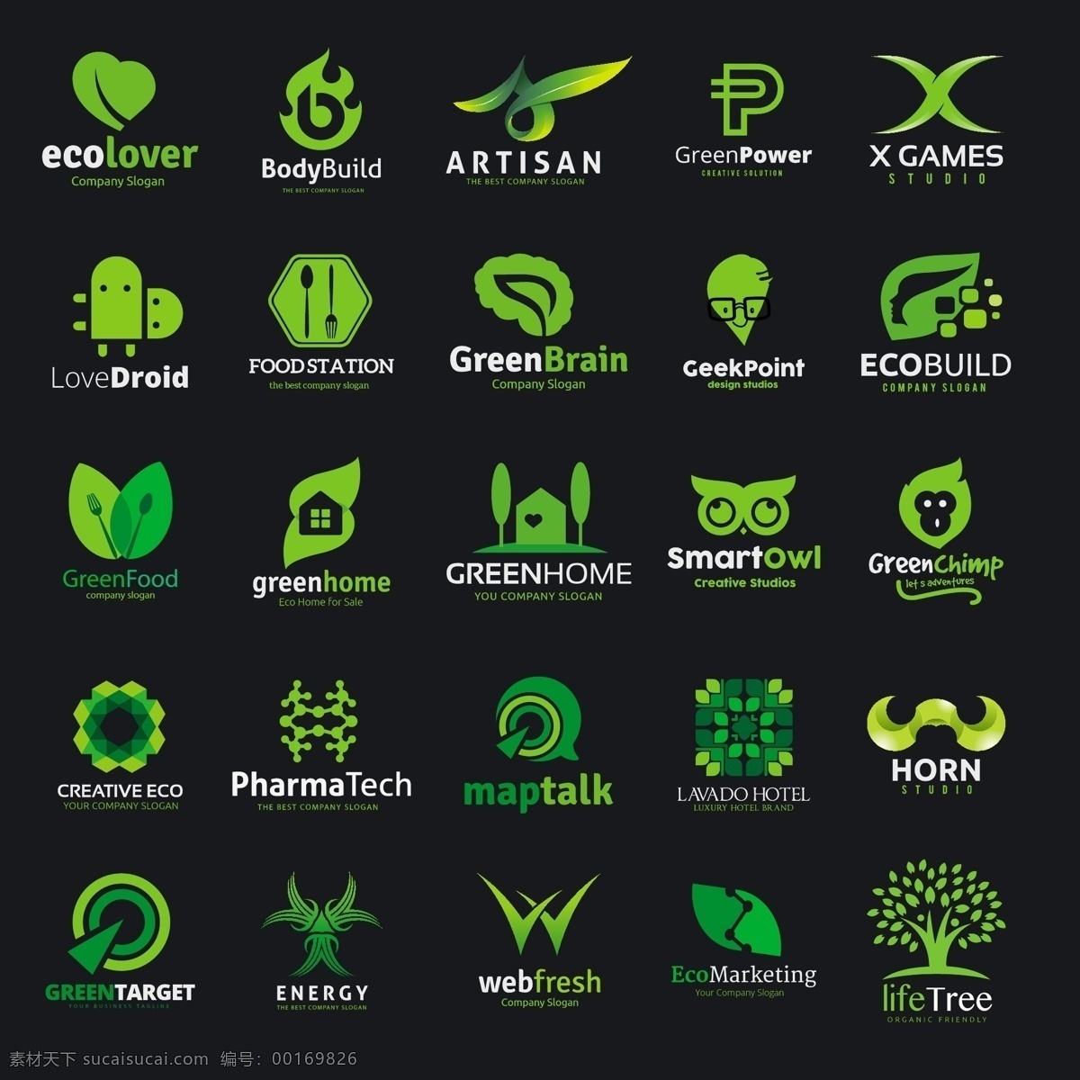 绿色植物图标 创意 商标 绿色 植物 图标 黑色
