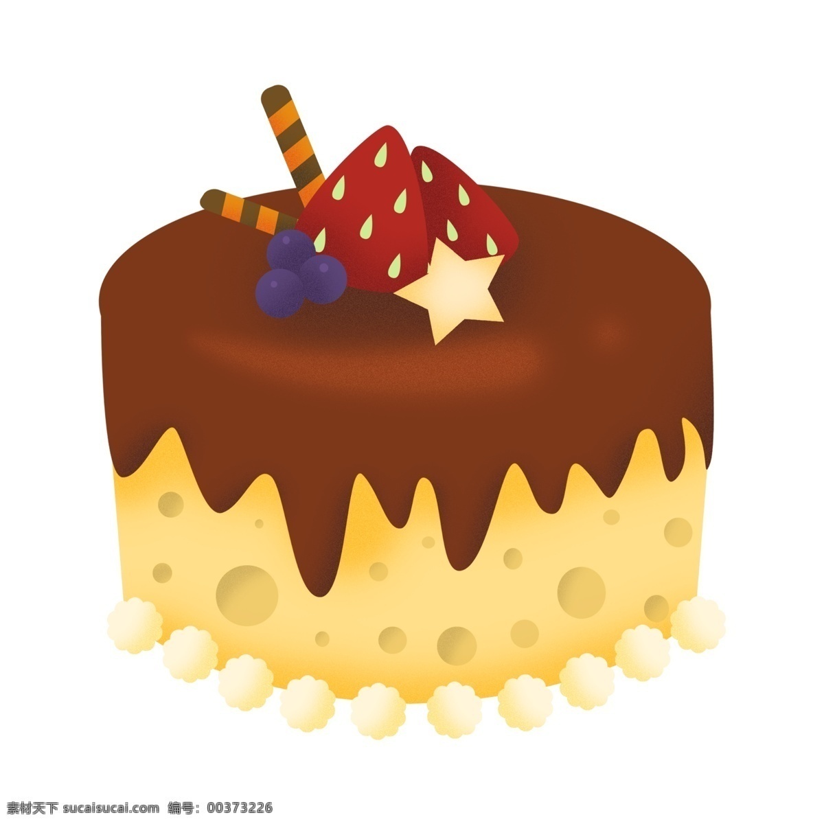 黄色 双层 生日蛋糕 草莓 甜食