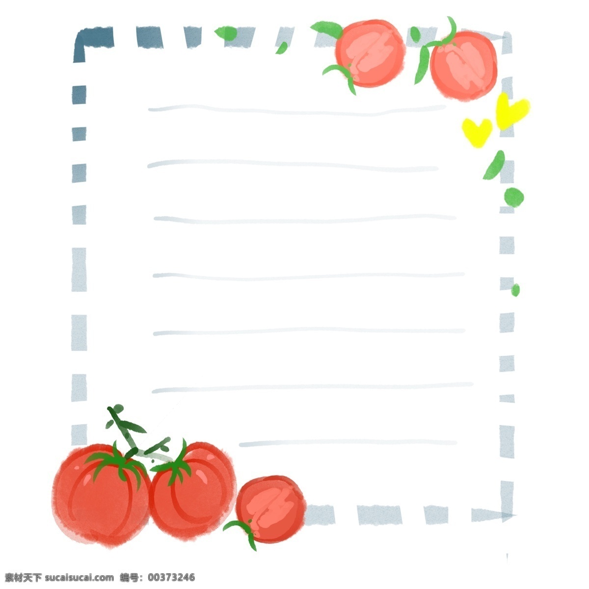 卡通 蔬菜 西红柿 边框 红色西红柿 黑色虚线边框 卡通蔬菜边框 蔬菜小框 卡通可爱边框 蔬菜西红柿