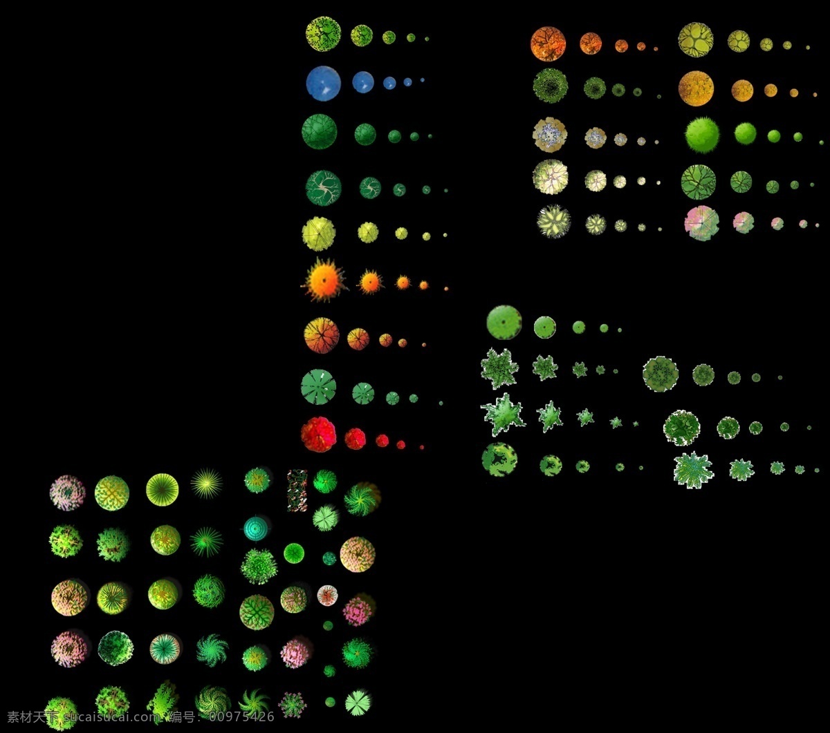 平面树贴图 平面树 树种 ps 绿色 红色 树木 贴图 景观设计 环境设计 源文件