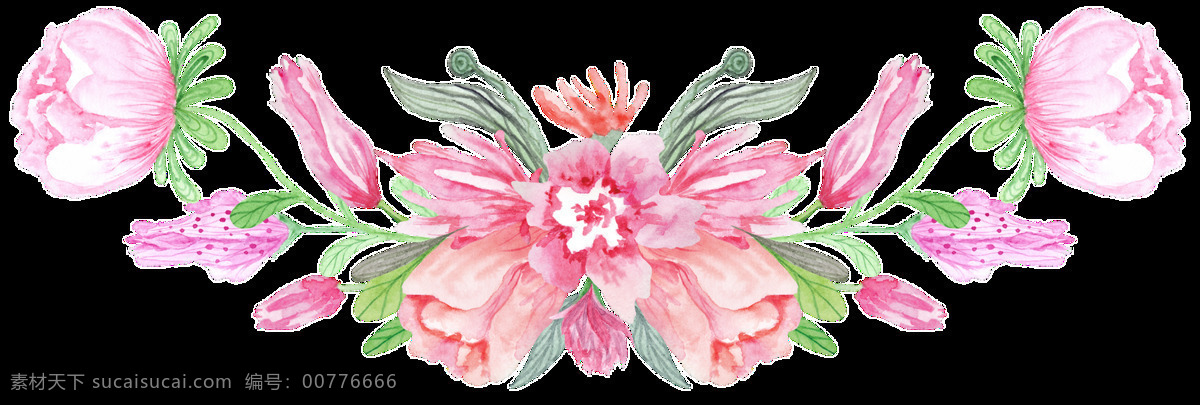 水彩 美丽 鲜花 免 扣 合集 绿色 花朵 花卉 插画 粉色 橘色 花瓣 绿叶 叶子 植物 卡通 透明素材 装饰图案 淘宝 手账素材