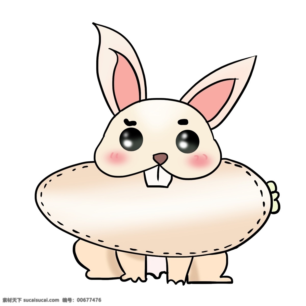 手绘 吃 萝卜 兔子 插画 白色的兔子 白色的萝卜 卡通插画 手绘兔子插画 长长的牙齿 拟人的兔子