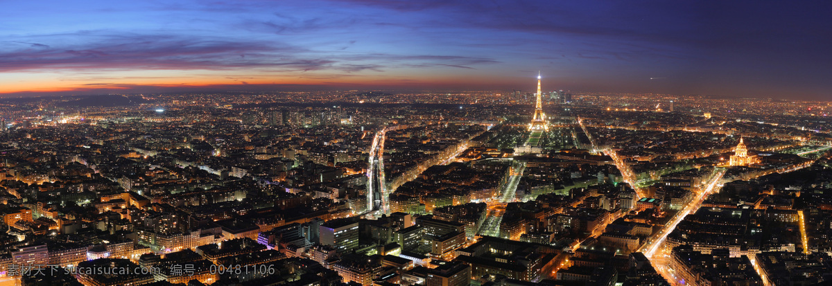 超宽 巴黎 夜景 高清 城市 灯光璀璨 背景图片