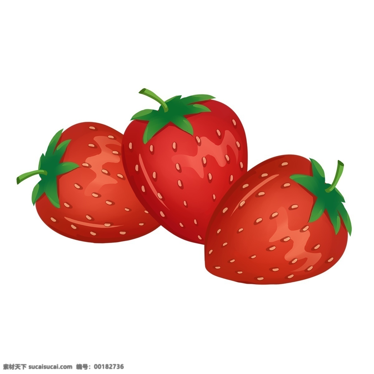 手绘 夏季 自然 清新 水果 草莓 免 抠 红色 清新风