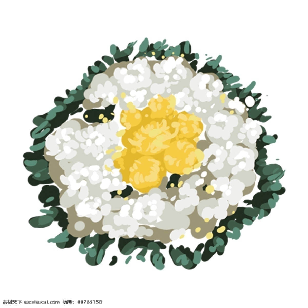 清明 花卉 手绘 透明 小碎花 鲜花 绿色 叶子 装饰图案 免扣素材