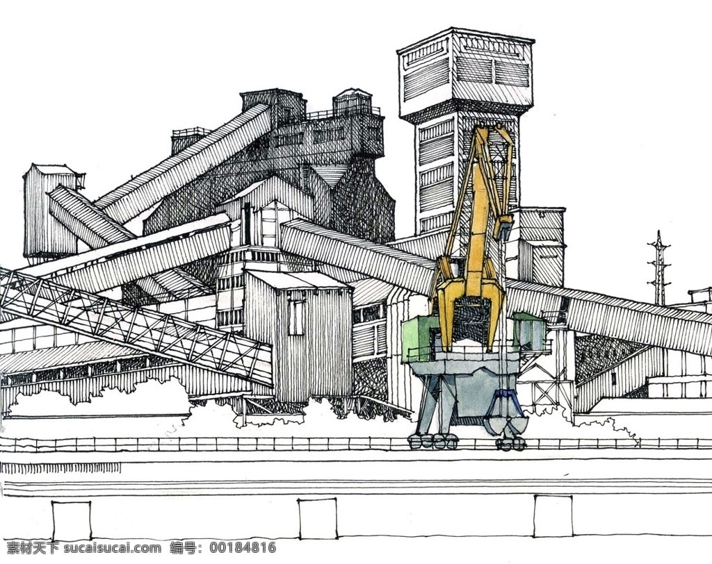 欧式 工业建筑 效果图 建筑 平面图 手绘图 图纸 城堡 建筑施工图 建筑平面图 欧式建筑 建筑效果图 天桥