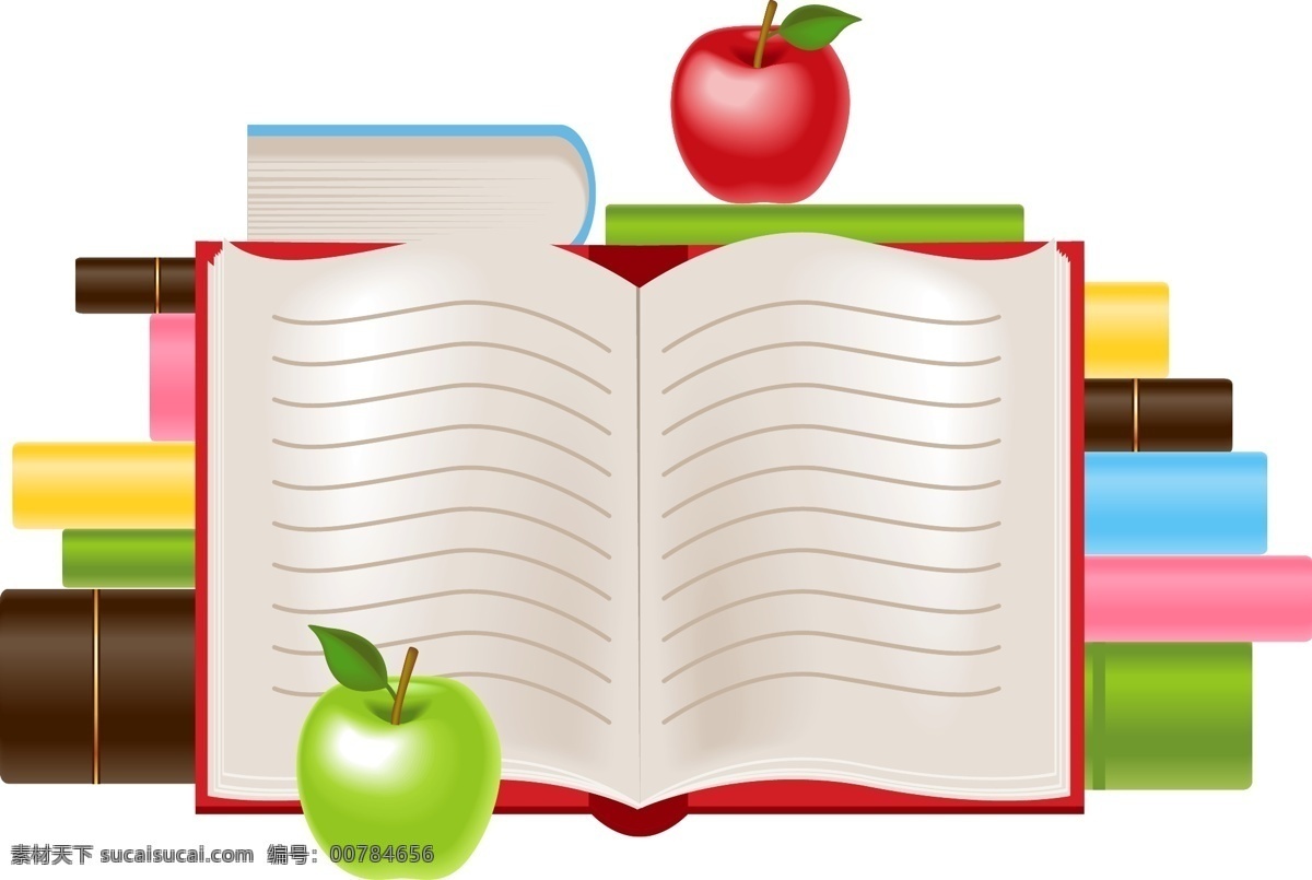 矢量 课外 阅读 质料 苹果 元素 书籍 水果 透明元素 ai元素 免抠元素