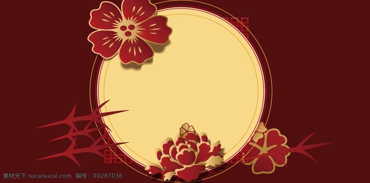 红色喜庆背景 传统 灯笼 广告背景 红色 花卉 商场 新年 宣传