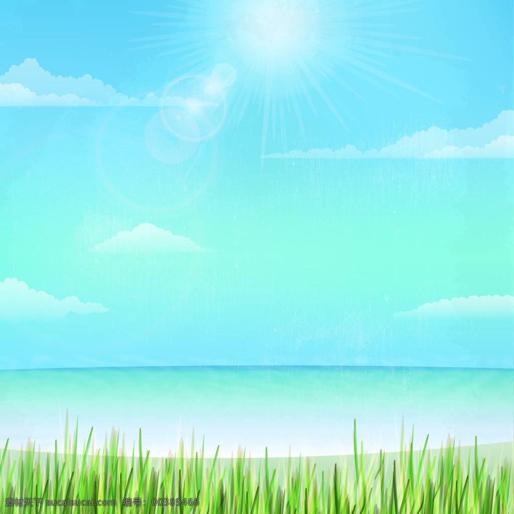 蓝天 白云 沙滩 风景 度假 海报 背景 大海 开心 蓝色 矢量背景 休闲 阳光