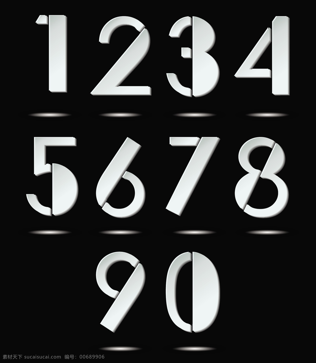 数字设计 数字 阿拉伯数字 矢量 黑色