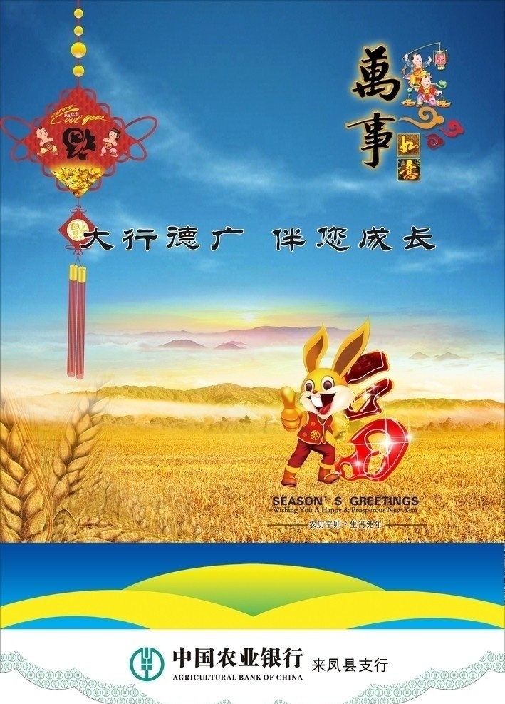 2011 挂历 封面 挂历模板 农行 农业银行 兔年 dm宣传 矢量