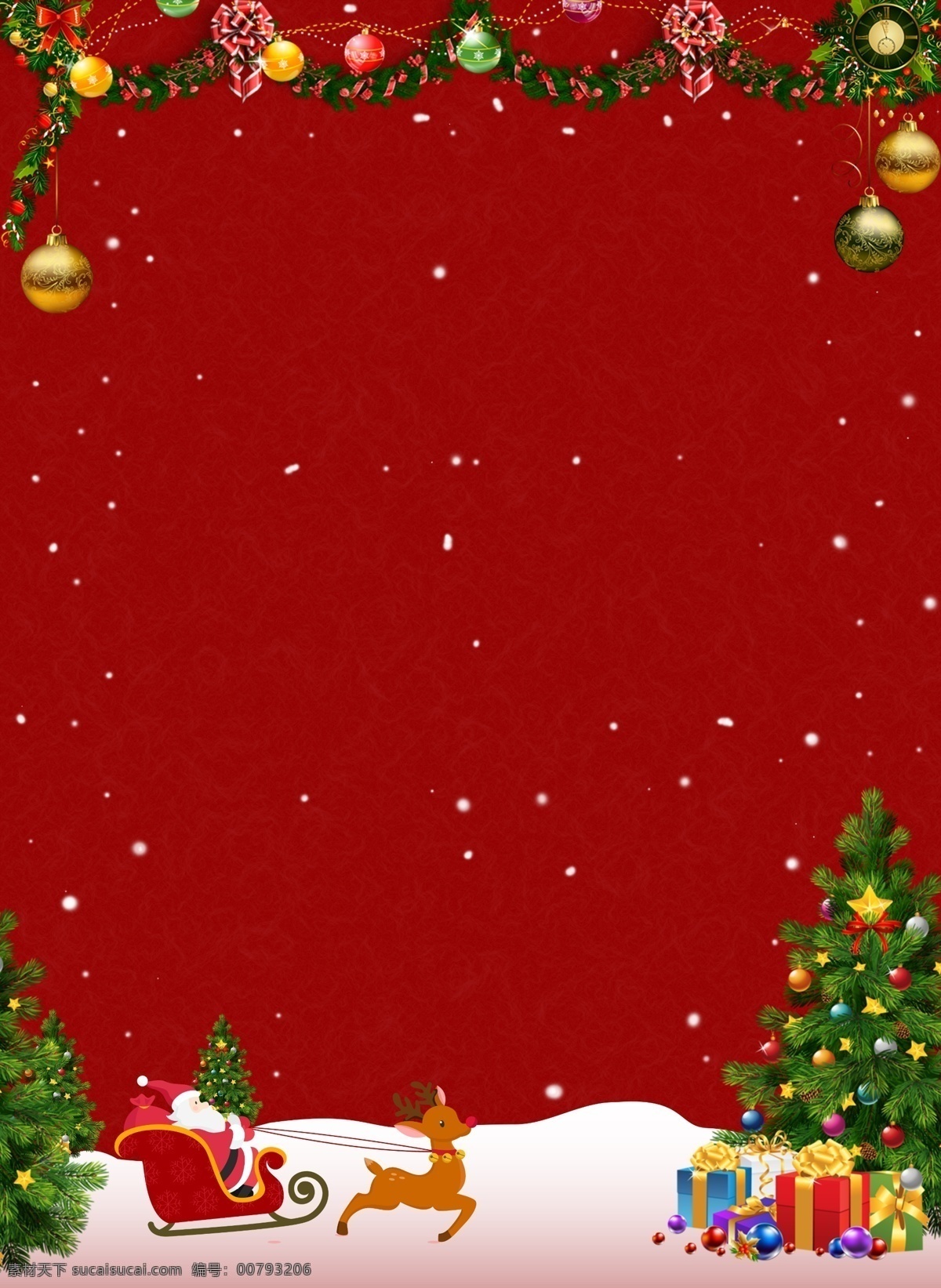 喜庆 坐在 雪橇 上 圣诞老人 平安夜 背景 圣诞树 礼物 雪花 背景素材 坐 雪地 圣诞节背景 圣诞来了 圣诞背景 圣诞活动背景 节日背景 广告背景