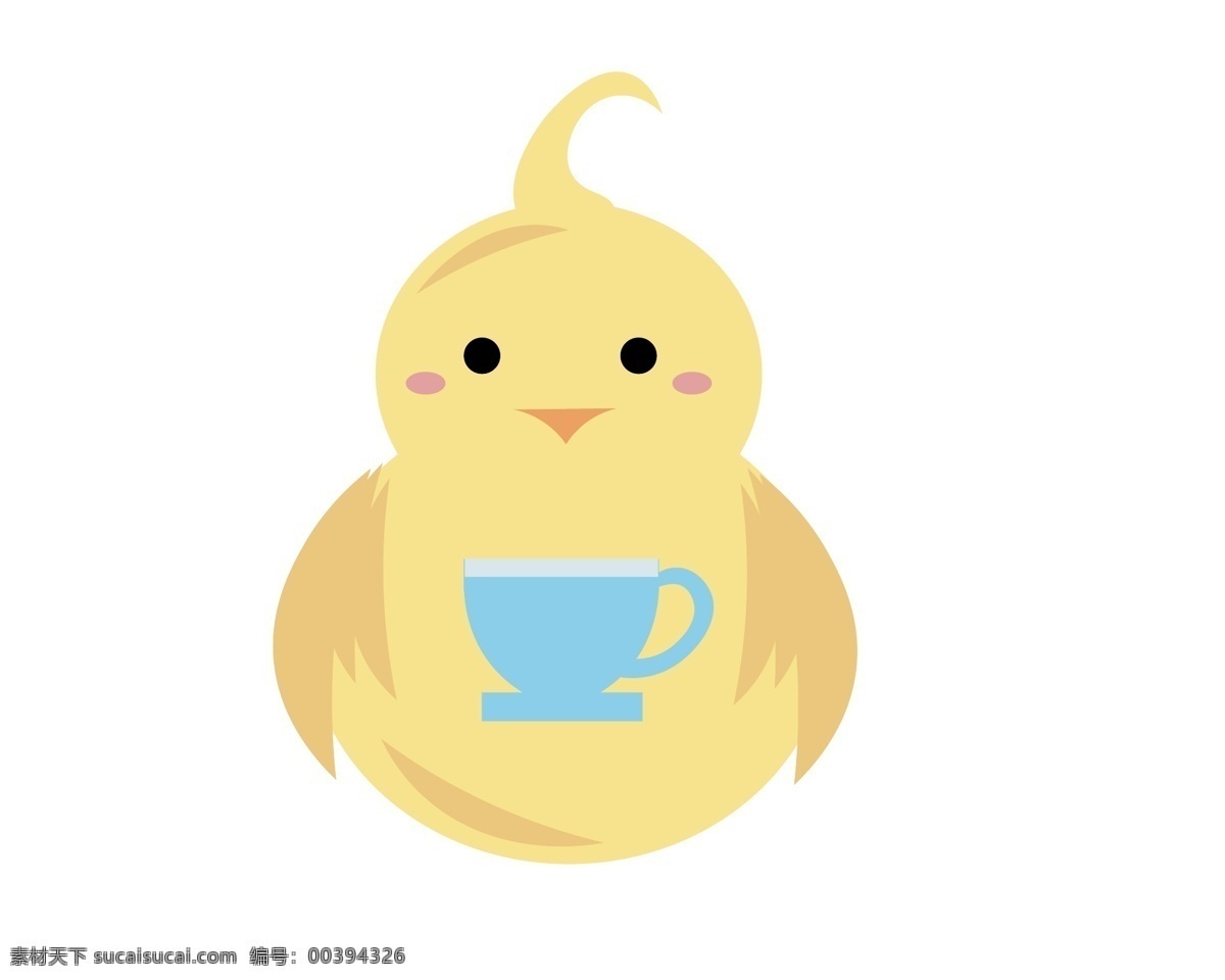 蓝色 茶杯 小鸡 卡通 图案 logo 卡通图案 鸡 简单 卡通形象