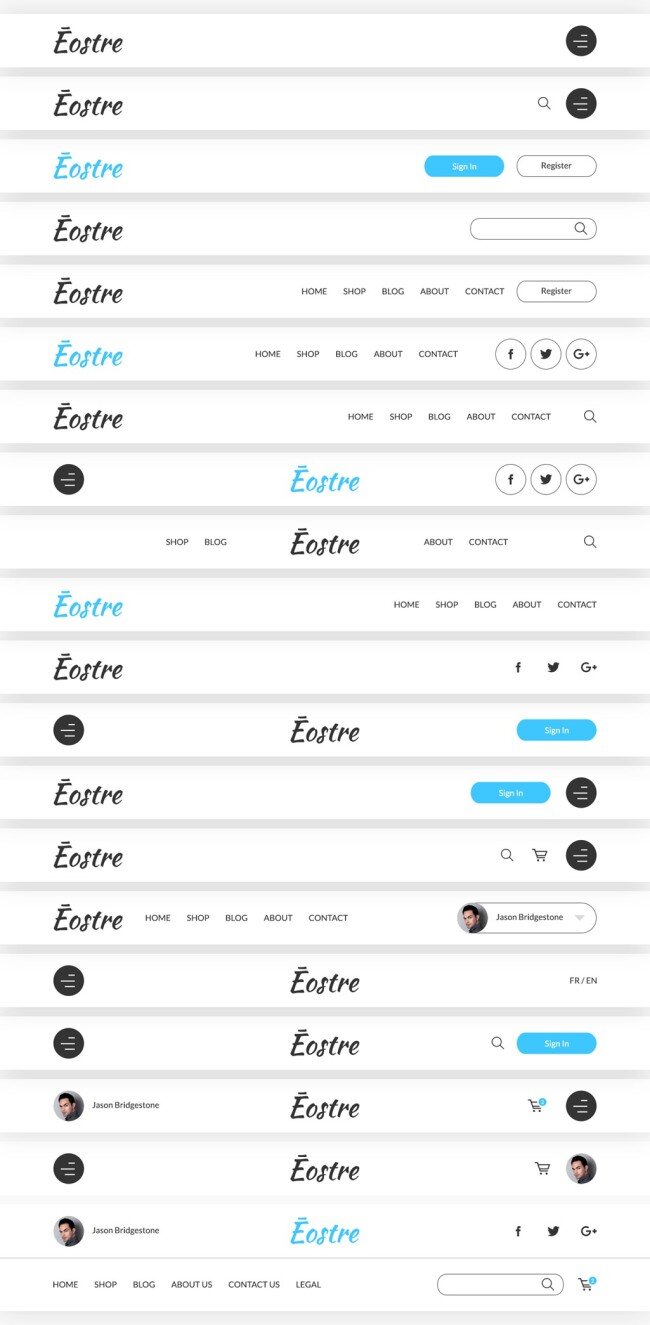 导航合集 网页素材 界面设计 ui界面模板 ui 设计素材 源文件 ui元素 ui设计元素 白色