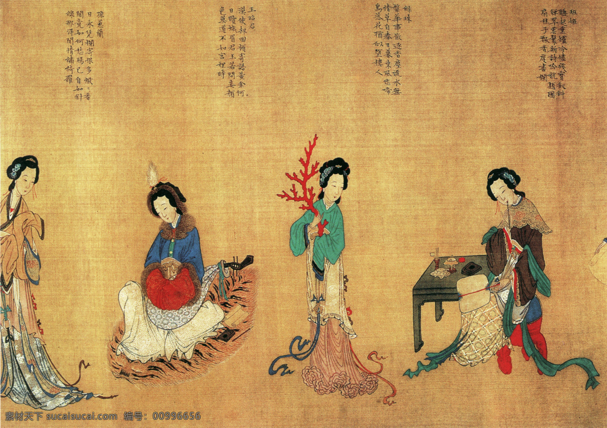 小桥流水 人家 壁画 古代人物 人物 人物画像 小桥流水人家 中国风 中国文化 中华艺术绘画 民间人物 文化艺术