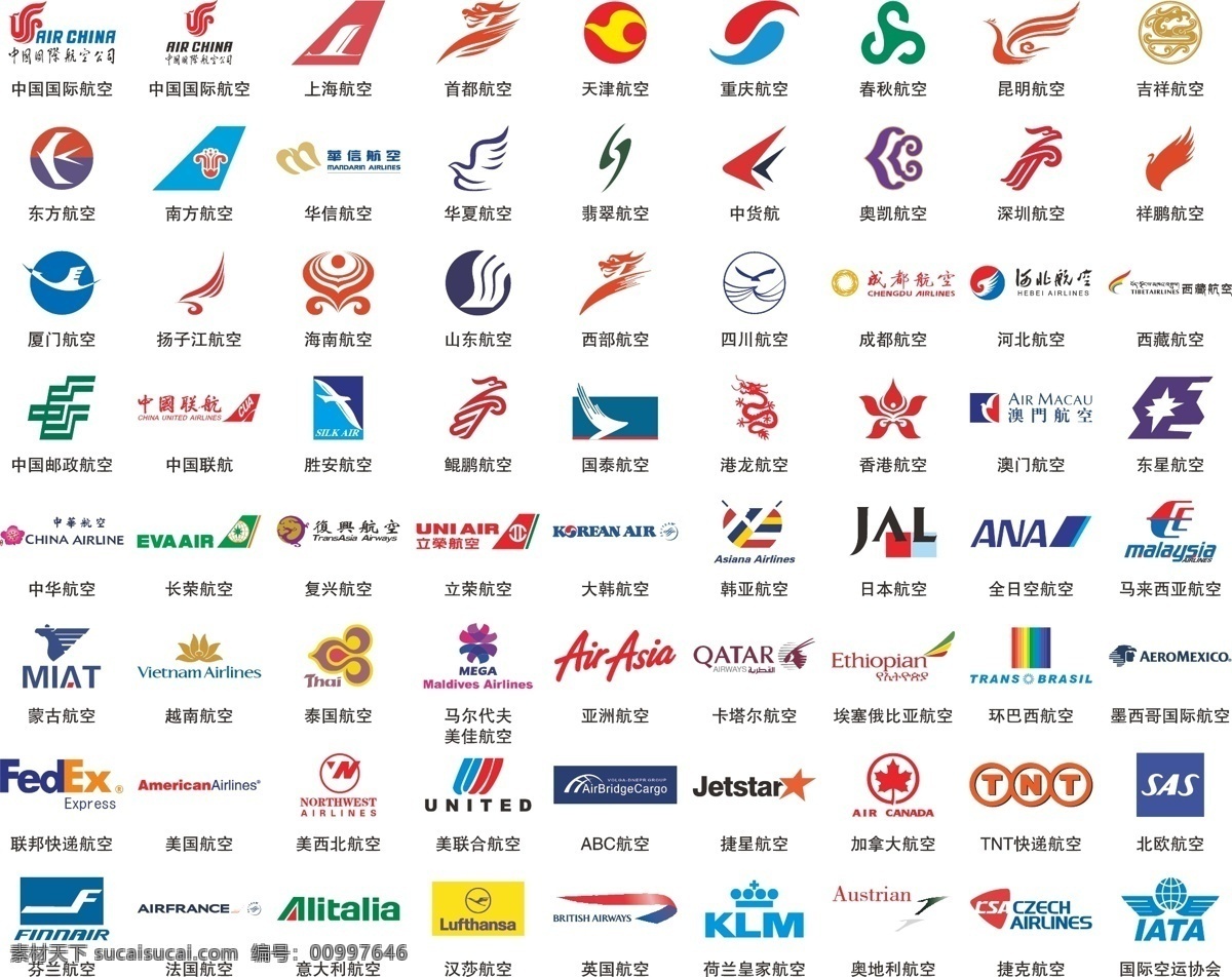 国内外 常用 航空公司 logo 大全 航空 标志 标识 国内航空 国外航空 国航 英航 美航 欧洲航空 iata 国际空协 企业 标识标志图标 矢量