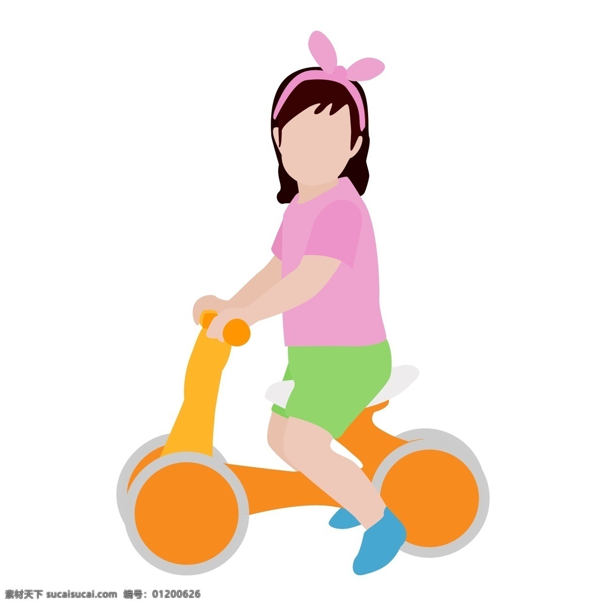 小女孩 骑 平衡 车 矢量 儿童 幼儿 骑车 平衡车 四轮车 运动 锻炼 玩耍 卡通 手绘 可爱的 小清新