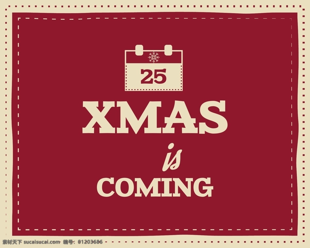 圣诞节 即将 到来 英文 背景 圣诞 矢量 节日 酒红色 平面素材 设计素材 矢量素材 字母