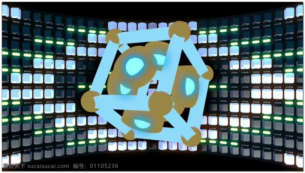 透明 正方体 闪光 视频 自转 视频素材 动态视频素材