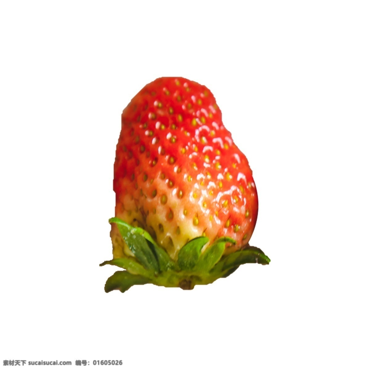 一个 新鲜 草莓 红色草莓 一个草莓 水果 植物 营养 美味 甜食 奶油草莓 绿叶 叶子