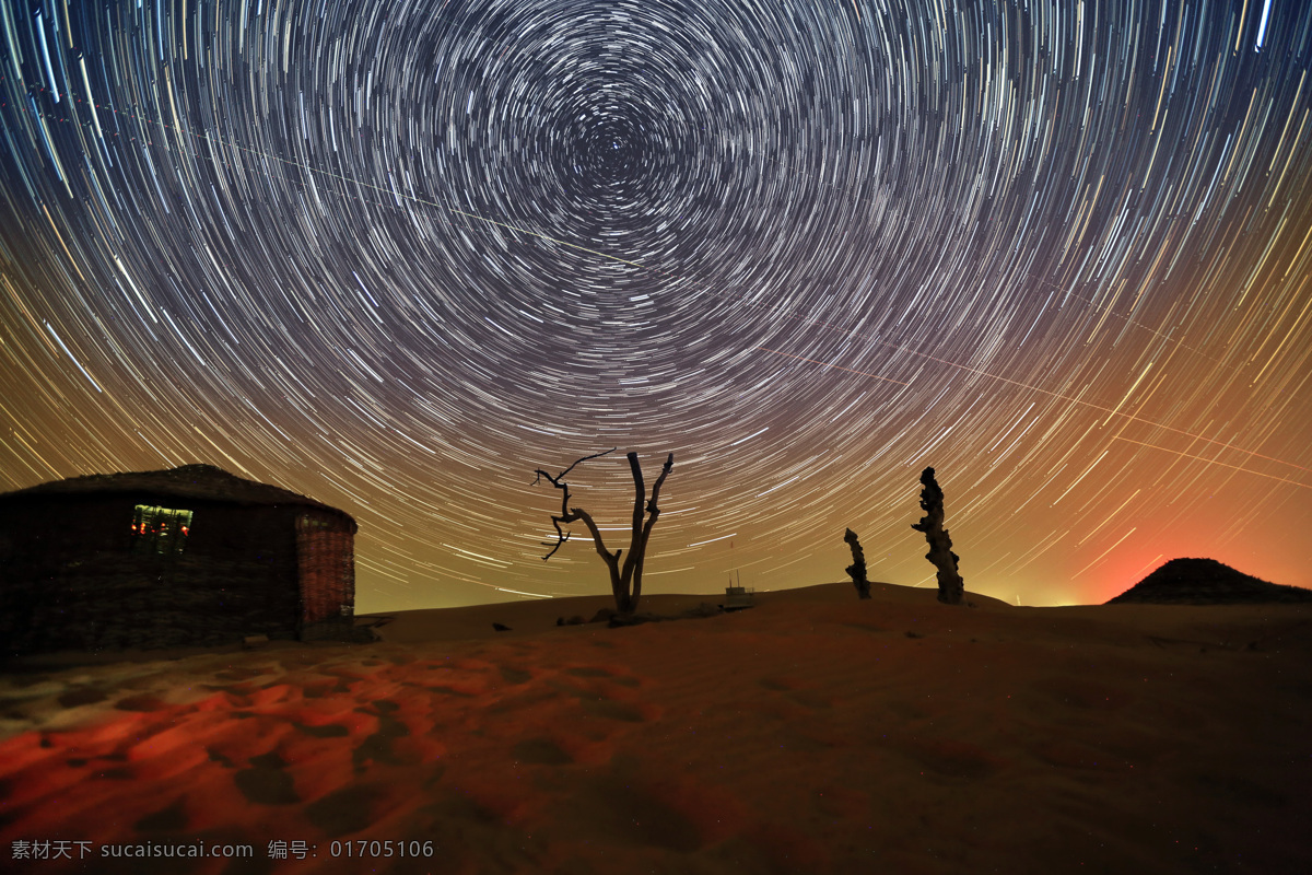 大漠星空图片 星轨 星空 大漠 怪柳 沙漠 星星 夜空 大漠风 自然景观 自然风景
