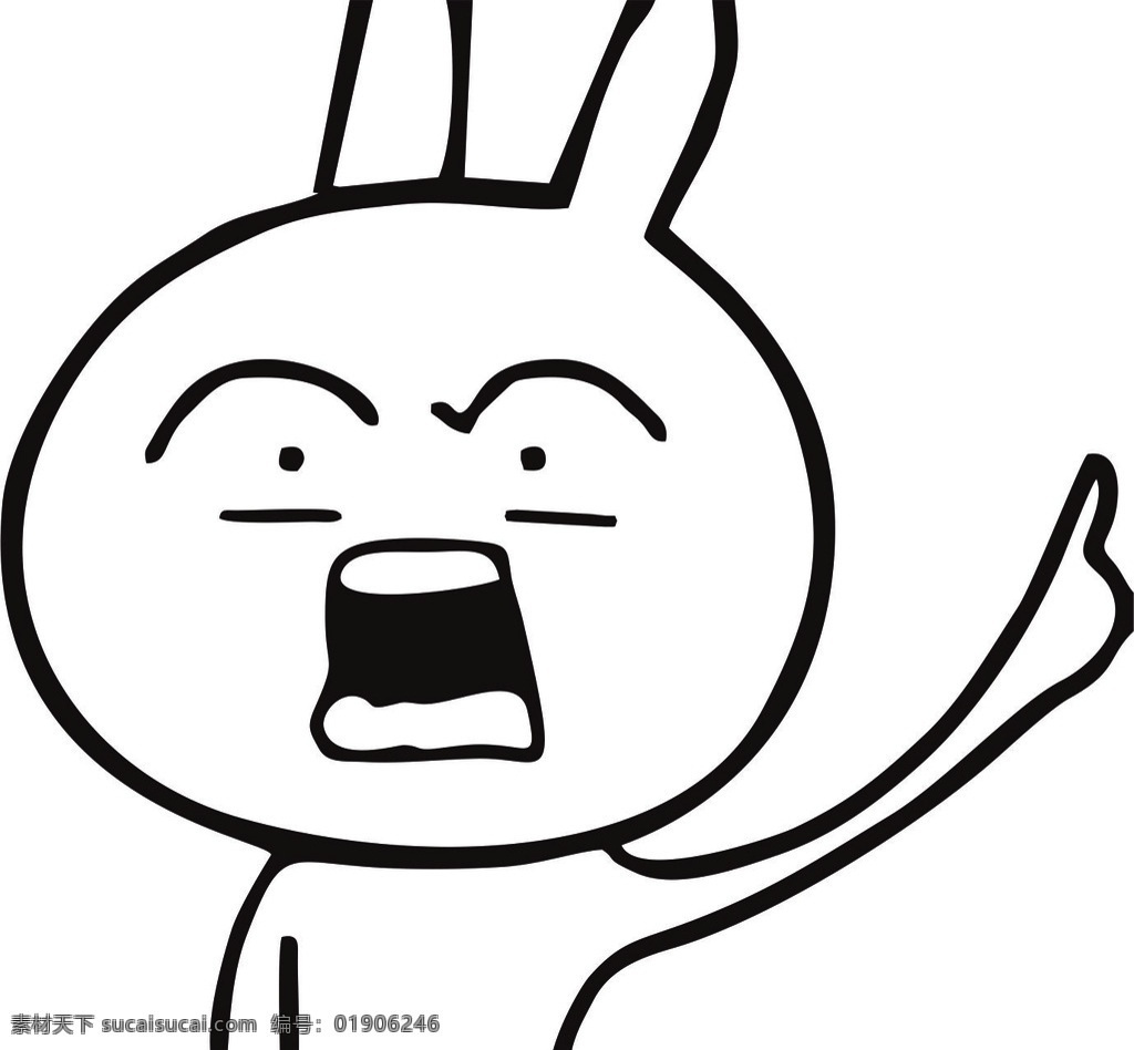 兔 斯基 发怒 矢量图 兔斯基 可变 颜色 动漫动画 动漫人物