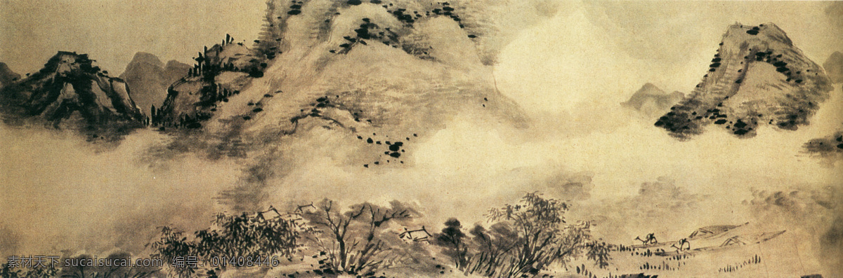 山水 名画 仿 米 图 山水名画 中国水墨画 文化艺术