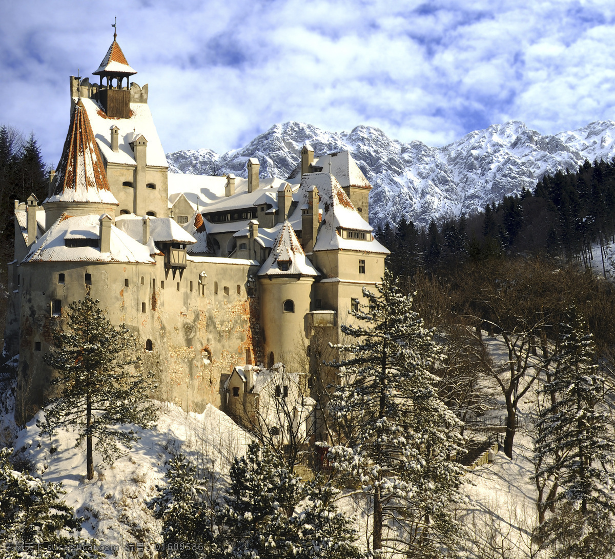 雪山 上 城堡 古堡 城堡建筑 古典建筑 古代城堡 城堡图片 风景图片