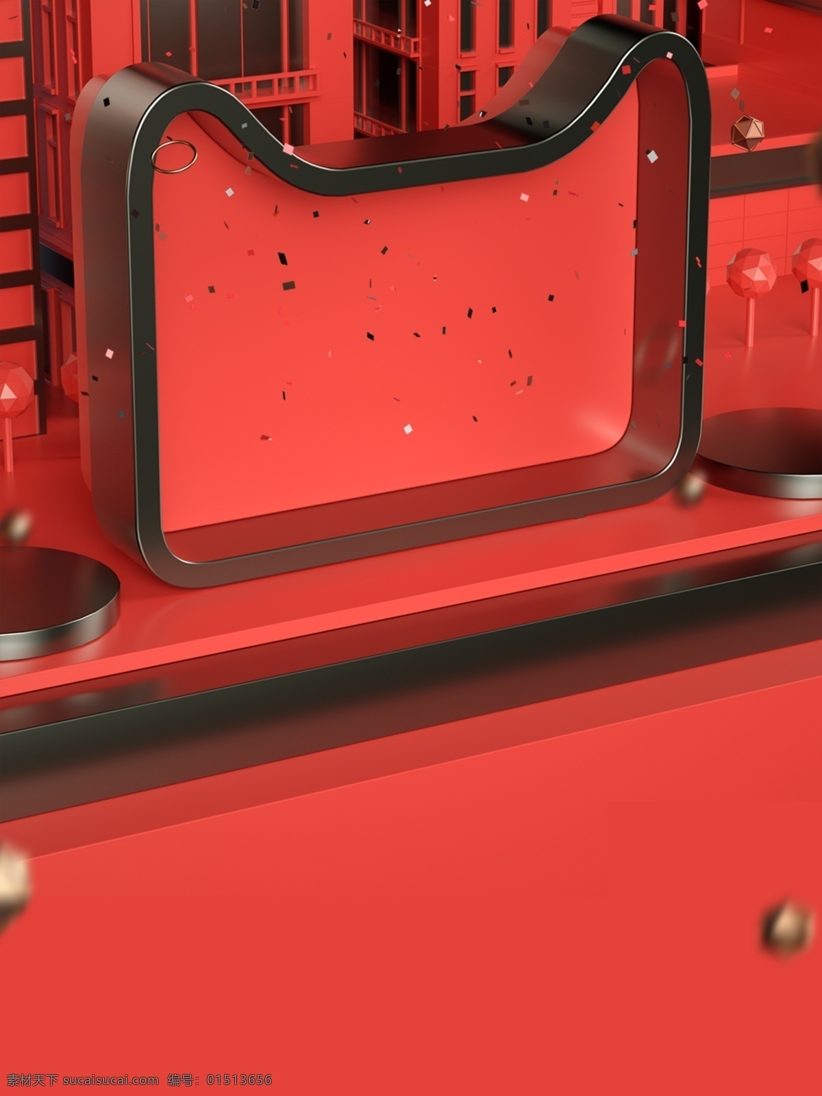 红色 喜庆 年中 大 促 c4d 背景 通用背景 广告背景 背景素材 背景展板 年中大促背景