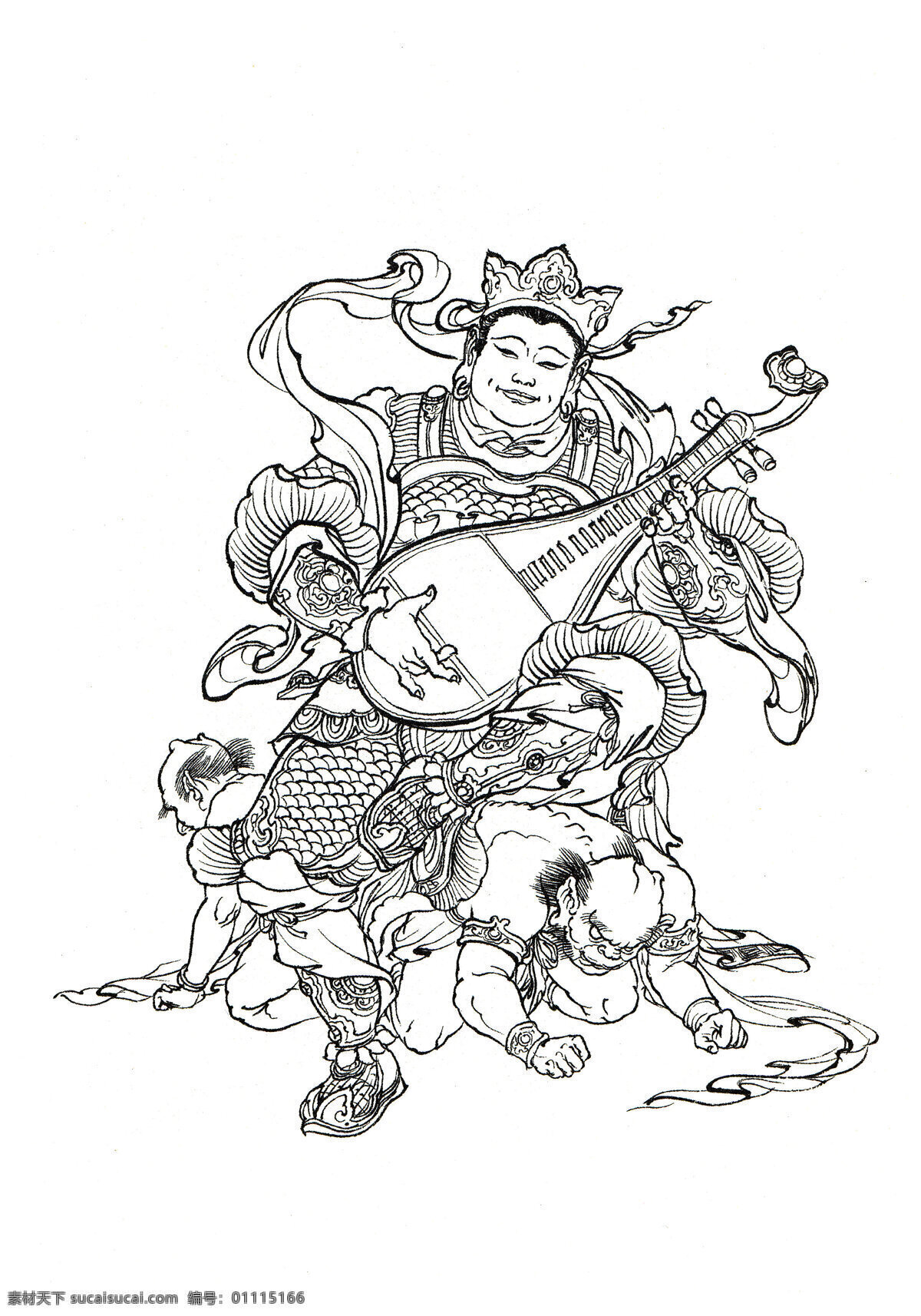 西游记 人物 白描 四大天王 东方 持国天王 白描人物 神仙 李 云中 文化艺术 绘画书法