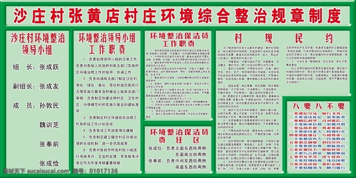 村庄环境整治 村庄 环境 制度 制度展板模板