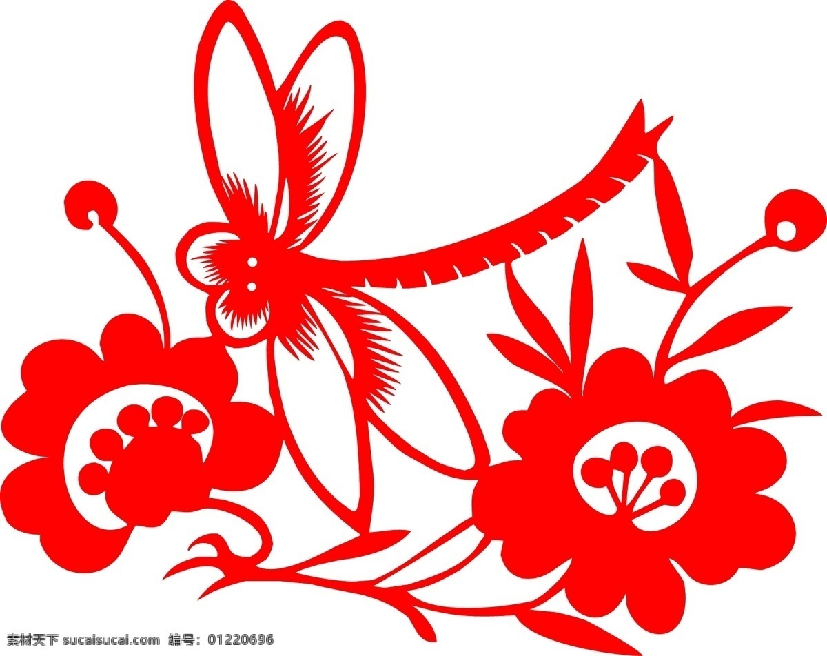 蜻蜓矢量 剪纸 红蜻蜓素材 装饰边框 边框底纹 底纹边框 花边花纹