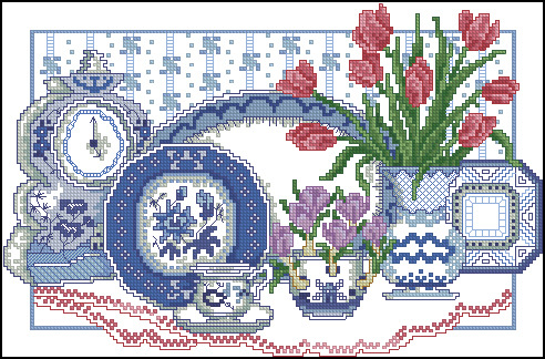 青瓷瓶花 十字绣 钻石画 源文件 xsd 白色