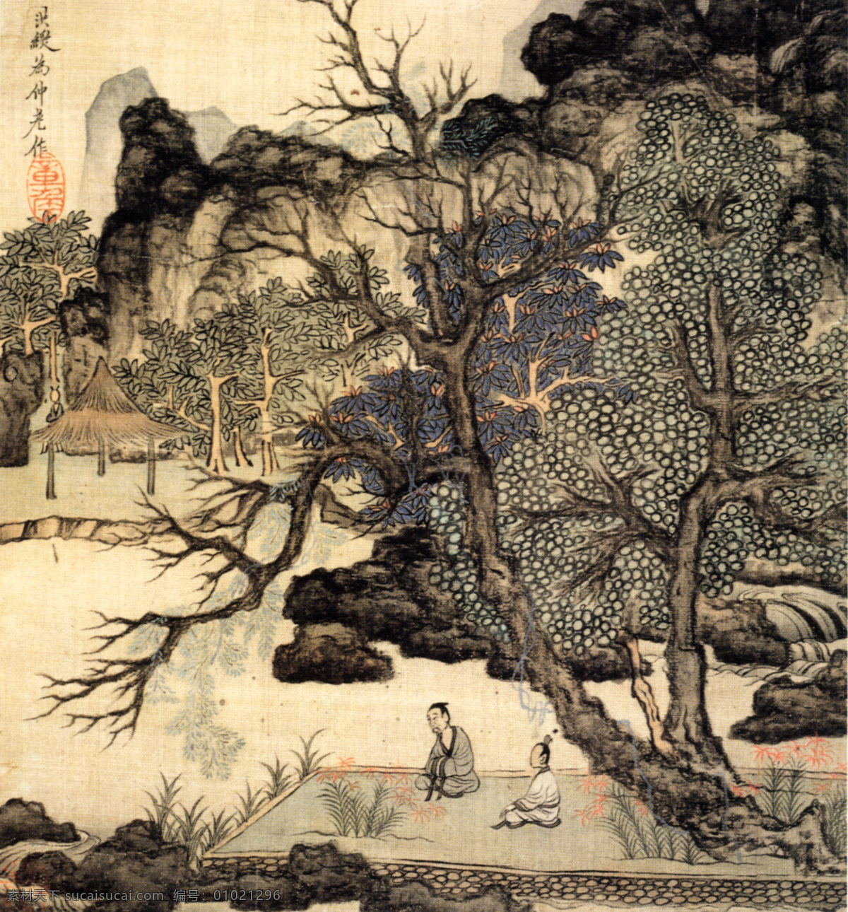 复古图册之一 陈洪绶 传统 大师 花鸟画 绘画 绘画书法 名画 名家 名人 明清 人物画 御藏名画 山水画 书法 海外遗珍 中国 明四家 文化艺术 字画 印章