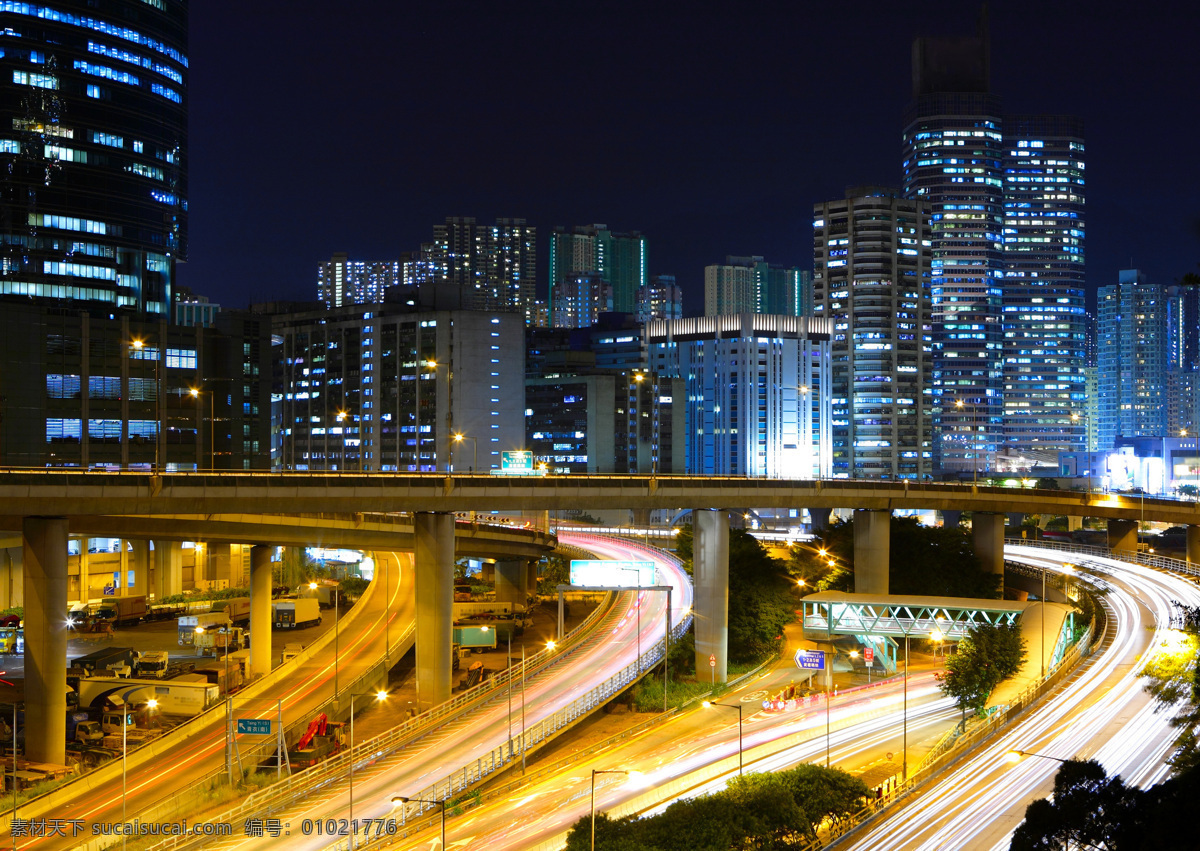 城市夜景 现代城市 夜景 繁华 灯火辉煌 高楼大厦 公路 高架 立交桥 城市风光 环境家居 黑色