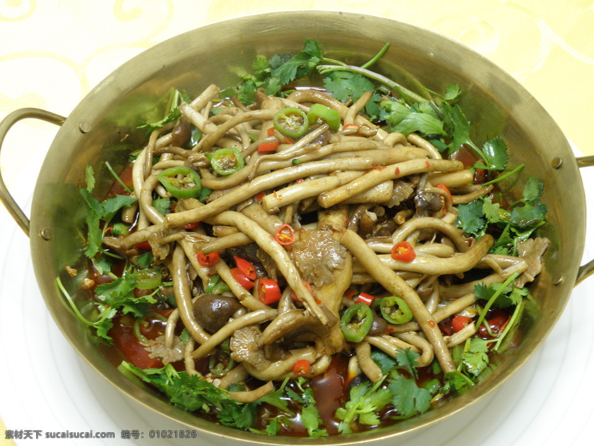 干锅茶树菇 干锅 茶树菇 蘑菇 香菜 芫荽 辣椒 锅类 餐饮美食 传统美食